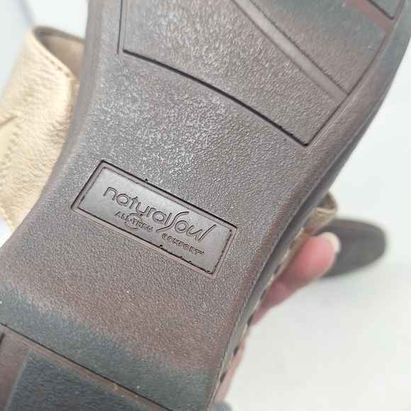 Natural Soul Naturalizer Gold Metallic Stone Jeweled Wedge Sandals Boho Size 10 - Picture 8 of 10